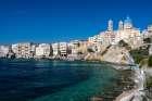 Agios Nikolaos Church-and houses long the shore in Ermoupoli-Siros Island-Greece Art Print